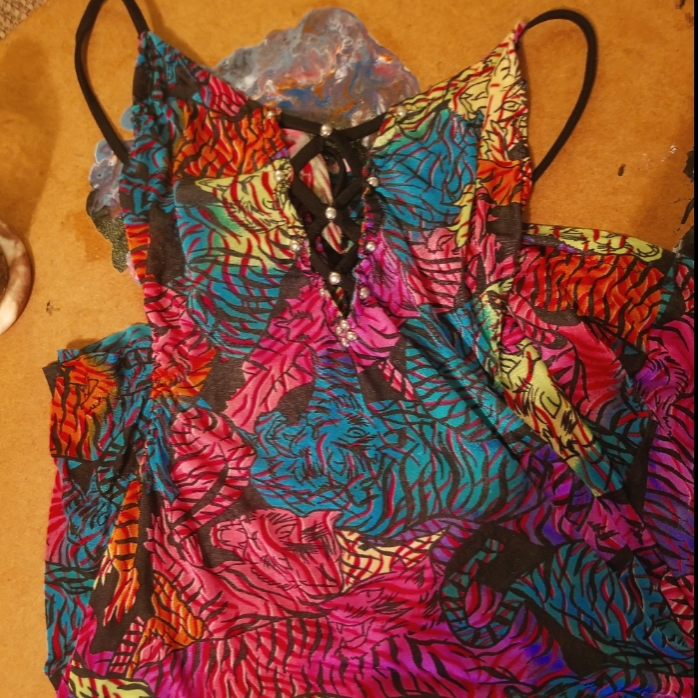 Multicolored Soft Sexy Dance Dress